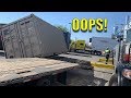 Container Falls Off Trailer!