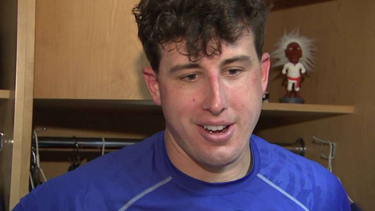 Derek Holland who is rocking the Wild Thing haircut meets