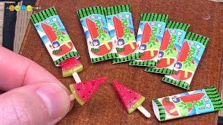 DIY Miniature Watermelon Ice Cream Bar (Fake food)　ミニチュアスイカバー作り