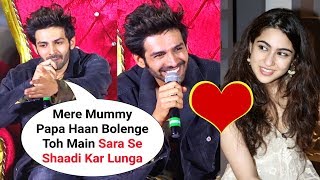Kartik Aryaan BLUSHES When Asked About Marriage With Sara Ali Khan At Luka Chuppi Trailer Launch