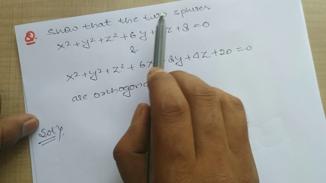 Condition of orthogonality of two spheres with examples Analytic