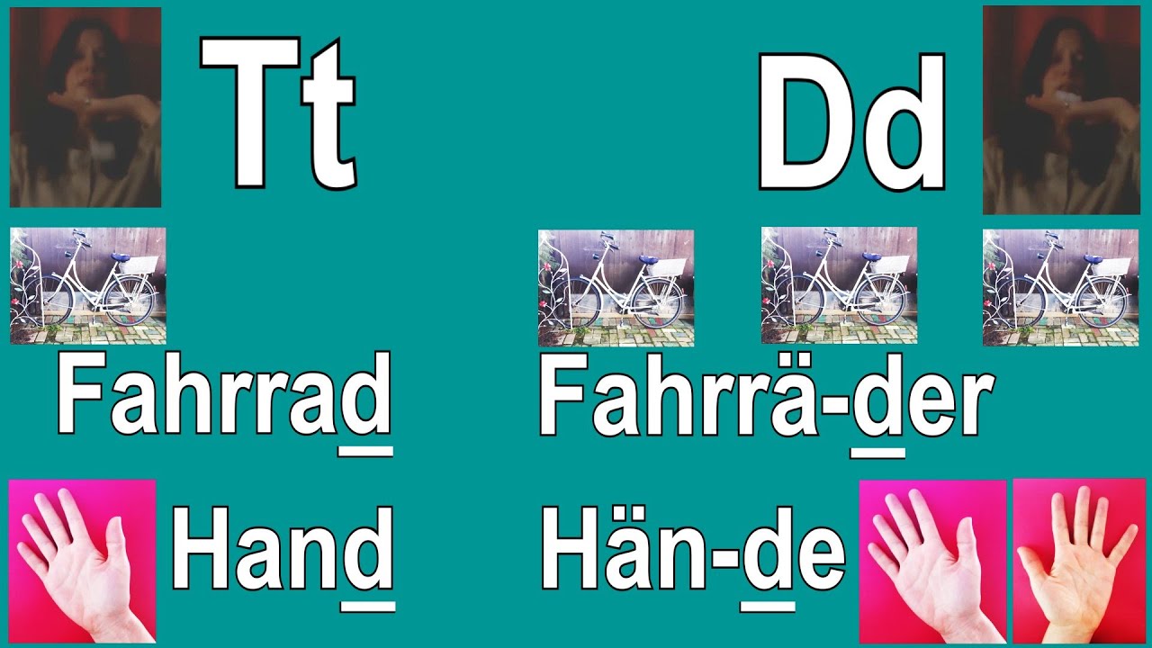 Aussprache deutsch - Buchstaben - Plosive - "d - t" - stimmhaft / stimmlos -  发音德语-d-t - 学习德语A1