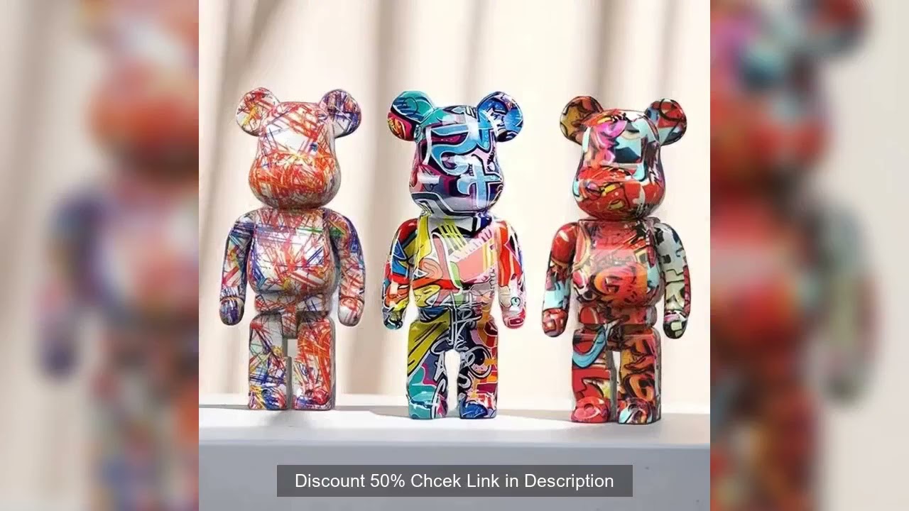 27cm/10Inches Graffiti Bear Figurine Home Decor Animal Abstract Ornament Storage Money Jar Modern Ro