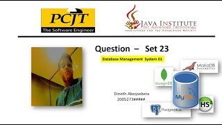 DBMS Question Series | Set 23| 1st Year |Java Institute| Dineth Abeysekera