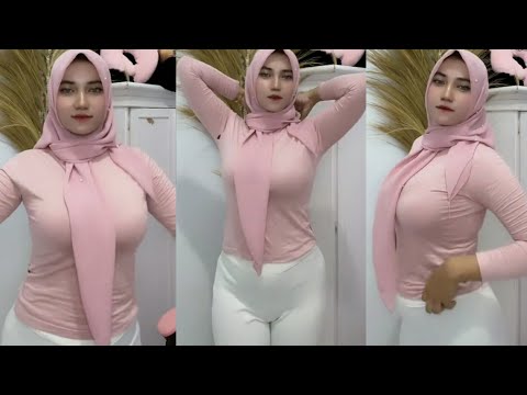 hijab style baju pink ketat montock