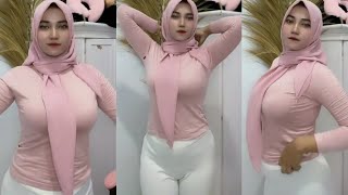 hijab style baju pink ketat montock