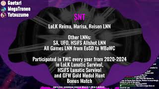 Touhou World Cup 2026 Round 36: LoLK Lunatic Survival
Touhou World Cup 2026 Round 36
Category: LoLK Lunatic Survival
Players: Omochabako, SNT, QD
Commentators: Gastari, Megatronen, Yatsuzume
Visit https://touhouworldcup.com for more information on TWC. Touhou World Cup 2026 Round 36: LoLK Lunatic Survival