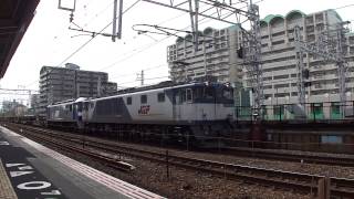 臨貨8866レ EF64 1038号機+EF210-16号機+空コキ+レールチキ 通過