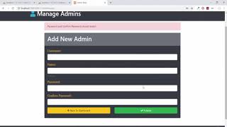 CMS Adding New Admin In Database | PHP