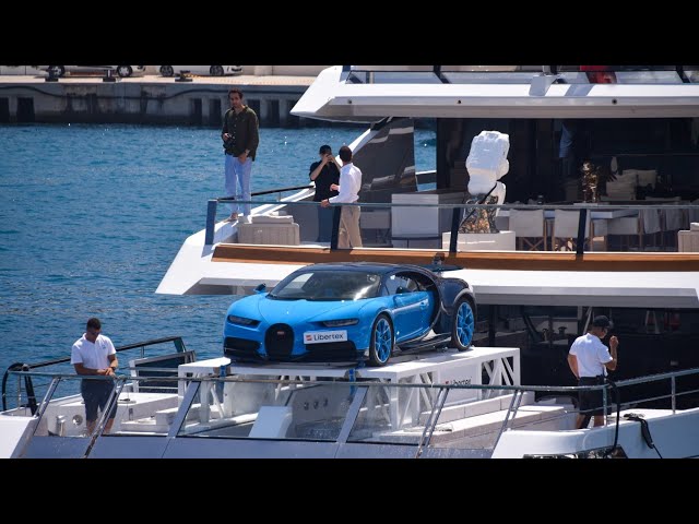 Bugatti CHIRON aboard a Millionaire Superyacht arriving at the F1 GP Monaco 2024!! class=