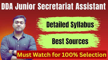 DDA Junior Secretairat Assistant 2025 - Detailed Syllabus & Best Sources | #ddajsa #ddajsasyllabus