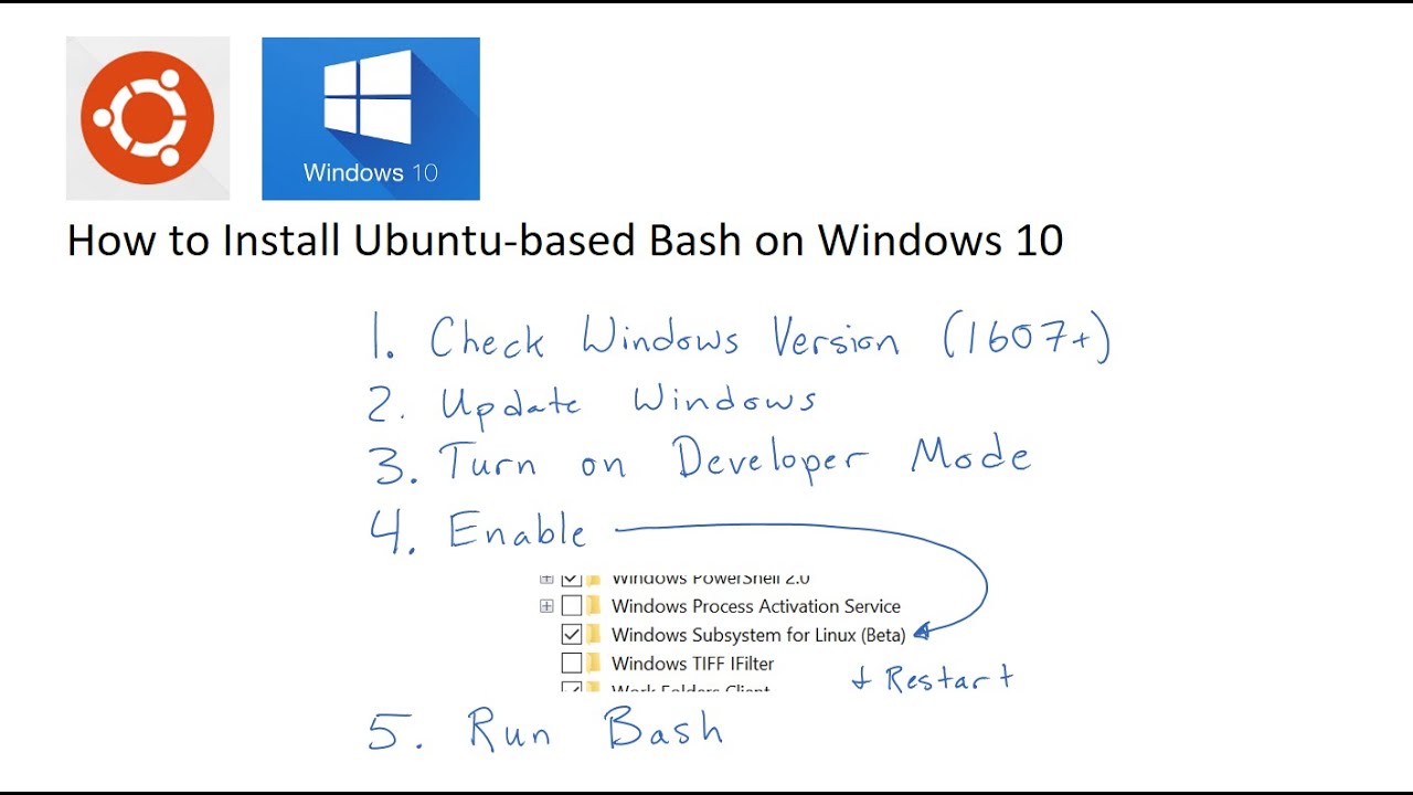 How to enable the Linux / Bash subsystem in Windows 10