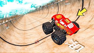 Lightning McQueen Monster Truck Mega Ramp Jump Testing | GTA 5 Disney Cars Mod