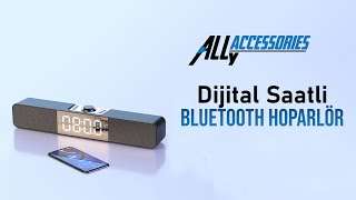 ALLY Q10 Soundbar Bilgisayar TV Altı Hoparlör Bluetooth Hoparlör FM Radyo Dijital Masa Saati Resimi