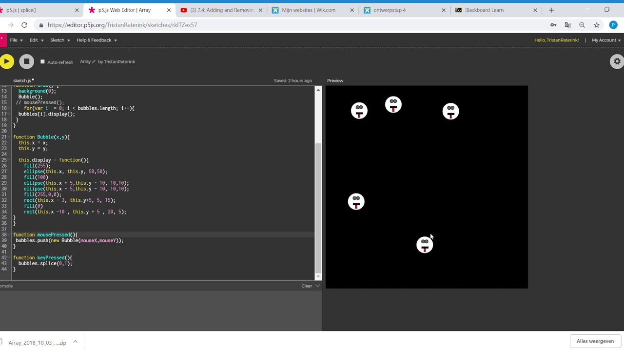 p5 js Web Editor Array Google Chrome 3 10 2018 16 35 37 - YouTube