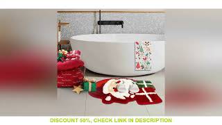 PORK-Christmas Bathroom Rug,Christmas Santa Claus Bath Rug Non-Slip Back Water Absorbent,Microfiber