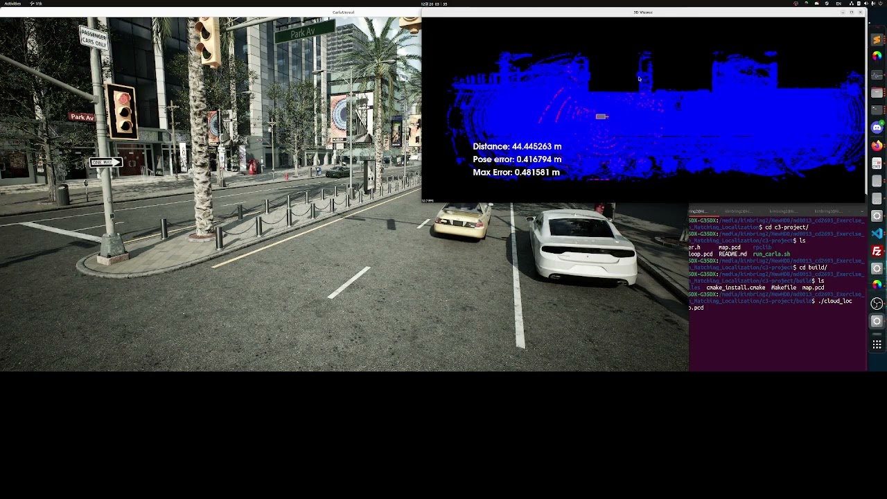 Scan Matching Localization test in Carla Unreal 5 version.