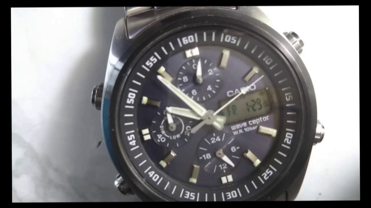 CASIO wave ceptor WVQ 500 DJ 電波 ソーラー クロノグラフ ライト 