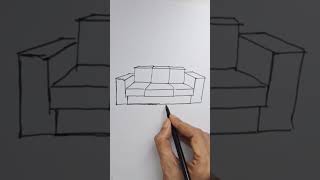 How to draw a sofa set and table in one point perspective easy for beginners #drawing