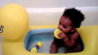 Inflatable Ducky Bath Tub | Baby Takes A Bath