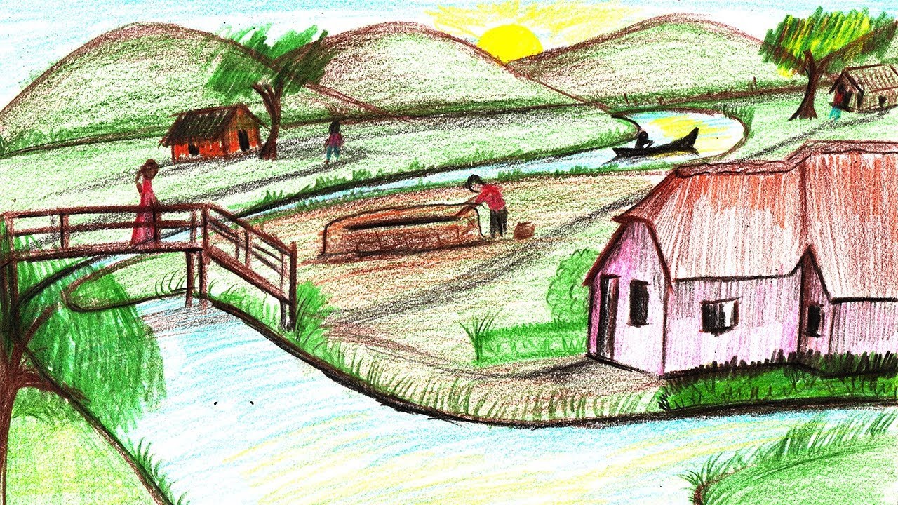 Featured image of post Indian Village Village Colour Pencil Drawing : Indian watercolor artists are known for their rich sense of colors and watercolor techniques.sanjay.