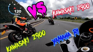 Yamaha r1 vs kawasaki z900 parte1