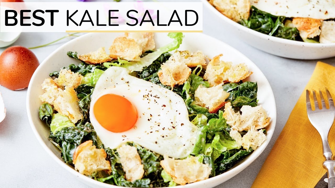 BEST KALE SALAD | easy + healthy lunch idea (with happy egg) | Clean & Delicious