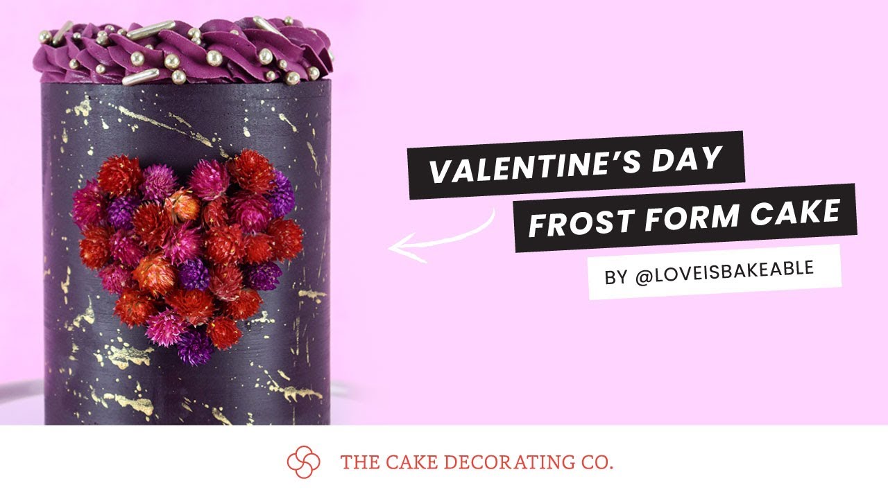 How to create an easy and fun Valentine's Day cake using Frost Form by  @loveisbakeable 