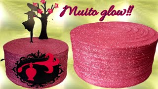 Bolo feminino rosa claro com glitter magenta 💕 #glowcake #glowcakeros