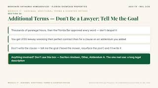 AS-IS Contract — Module 17: Addenda, Additional Terms & Counter-Offers