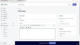 how to Adding an 'About Us' andor a 'Contact Us' page shopify website screenshot 5