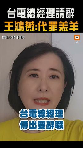 【政治】台電總經理請辭 王鴻薇：錯誤能源政策的代罪羔羊