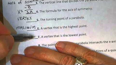 Algebra 1: The Vocabulary of Quadratic Functions