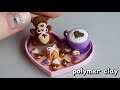 Miniature tray with sweets for Valentine&#39;s Day💜🧸💜Polymer clay