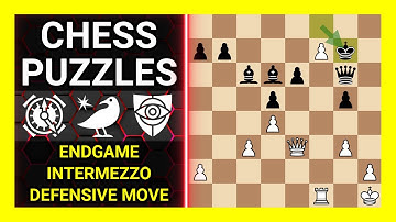 Chess Puzzles to Practice. Themes: Endgame, Intermezzo, Defensive move. Learn Chess