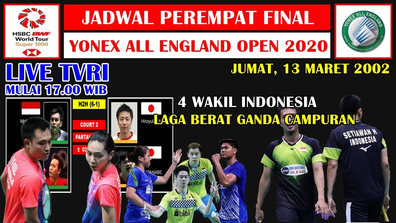 Jadwal Perempat Final Yonex All England 2020 ~ Minions Hadapi Unggulan Malaysia