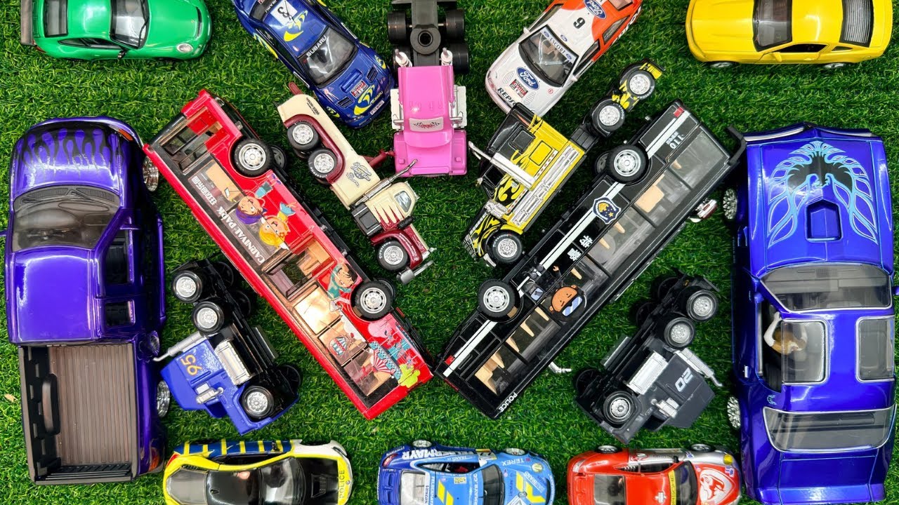 Big Toy Vehicle Video for Toddlers | 🚗 Jeep, Post Truck, Bus, Racing Car & Stunt Bike