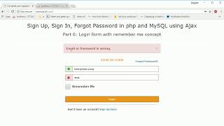 Login form with remember me concept in php and MySQL using Ajax part6