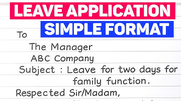 How to Write 2 Days Leave Application for Family Function | Simple Format