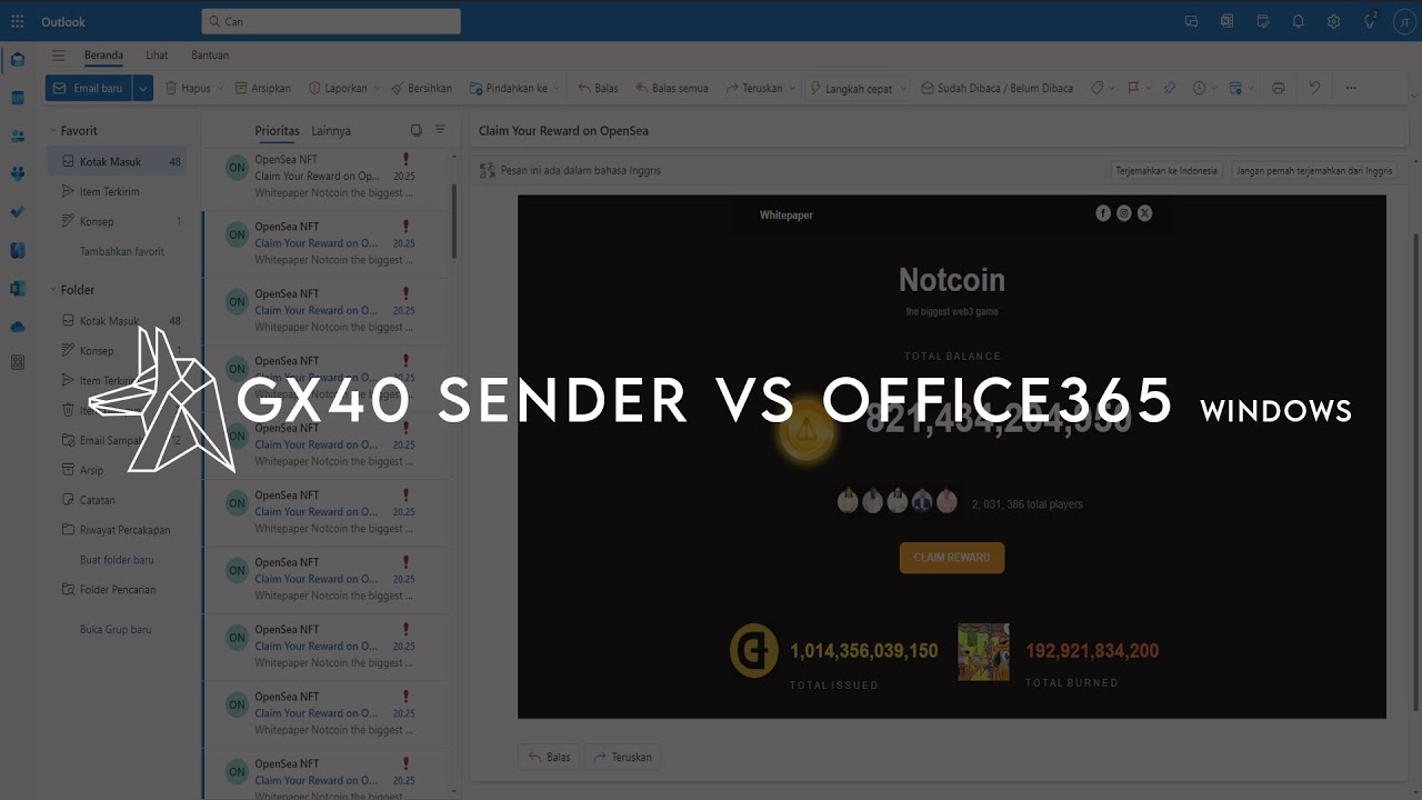 GX40 SENDER WINDOWS VERSION VS OFFICE365 2024