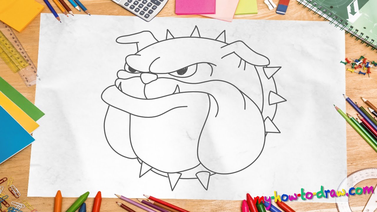 Droll Simple Bulldog Face Drawing