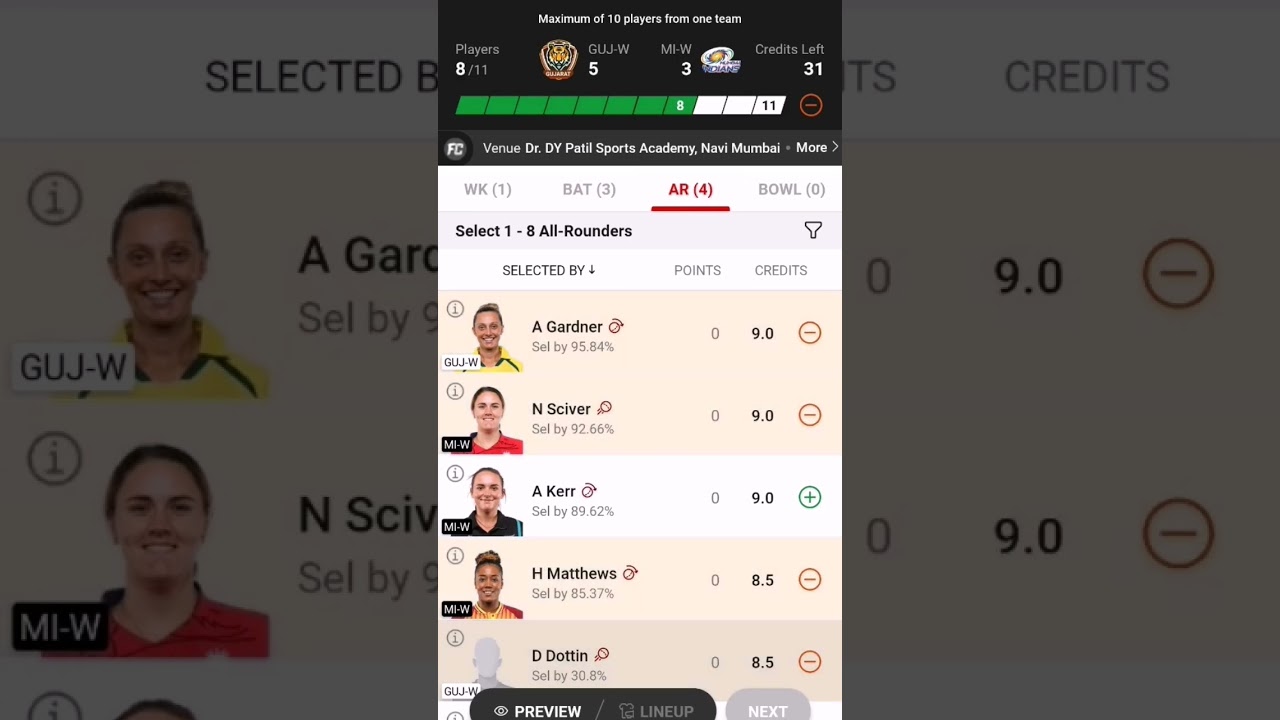 GUJ-W VS MI-W DREAM11 PREDICTION | MI-W VS GUJ-W DREAM11 TEAM | GUJARAT VS MUMBAI WOMENS BPL 2023