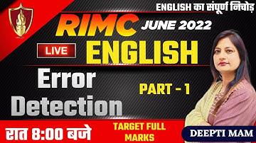 RIMC English Error Detection | Part - 1 | RIMC Online Coaching | Deepti Mam | RIMC June 2022