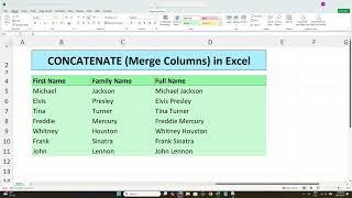 CONCATENATE (Merge Columns) in Excel