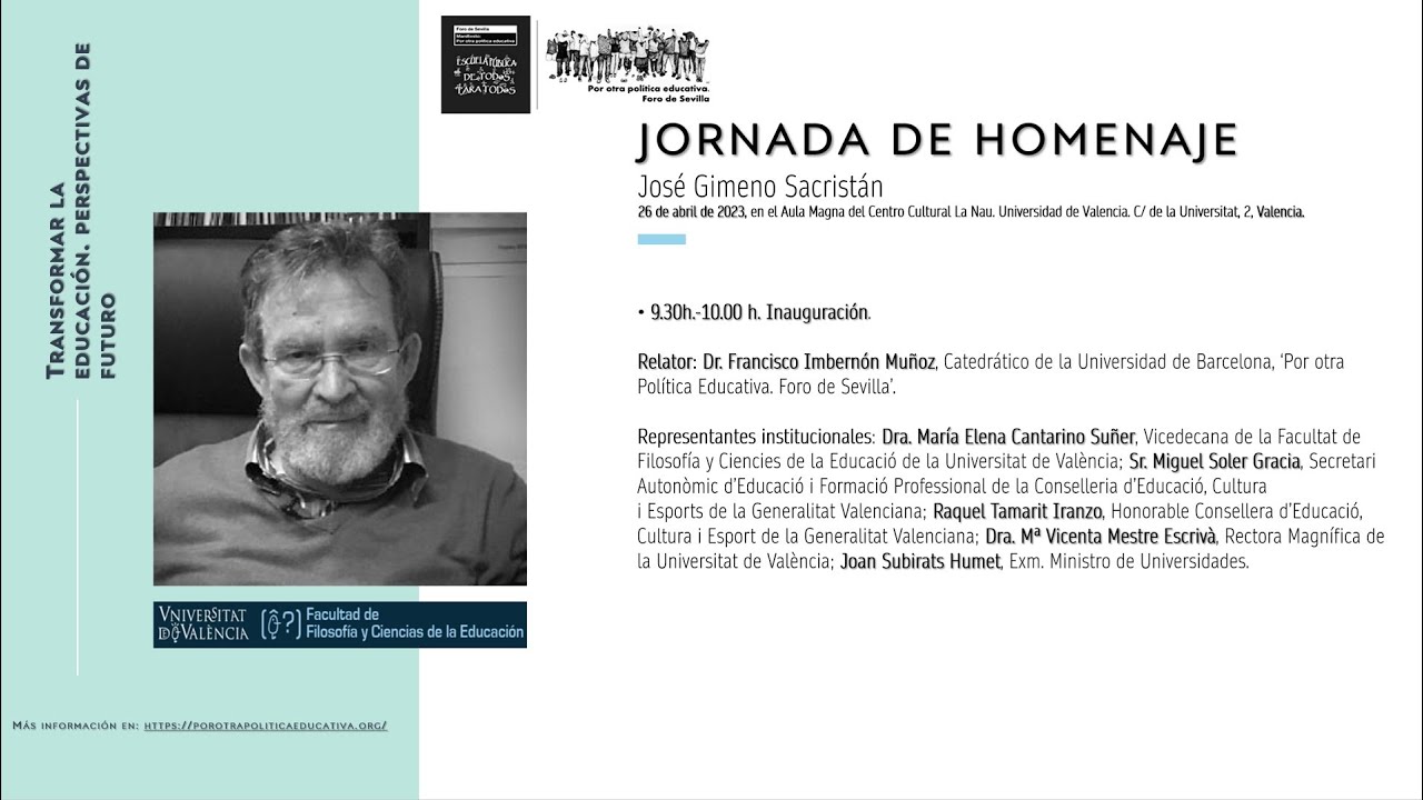 Inaguración de la Jornada de homenaje a José Gimeno Sacristán - YouTube