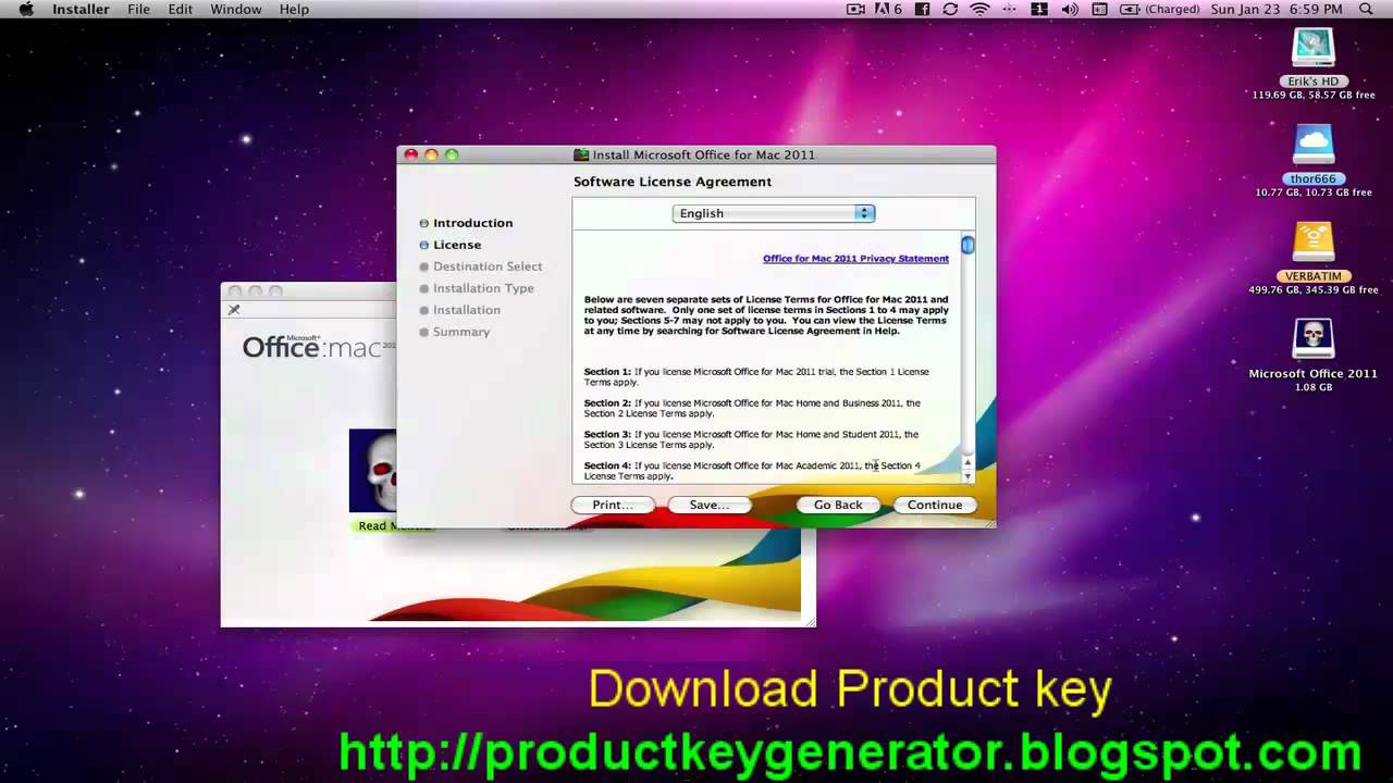 ms office mac 2011 product key