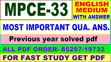 mpce 033 important questions with ans / mpce 33 previous year question paper / ma psychology study