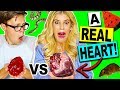 REAL FOOD VS GUMMY FOOD CHALLENGE! (*EATING A REAL HEART!*)
