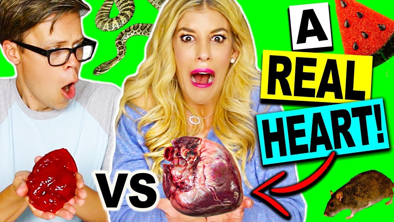 haha ne demek REAL FOOD VS GUMMY FOOD CHALLENGE! (*EATING A REAL HEART!*)