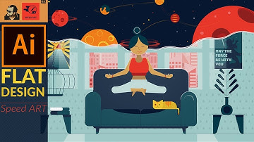 Flat Design Vector Illustration in Adobe illustrator CC  | Speed Art
